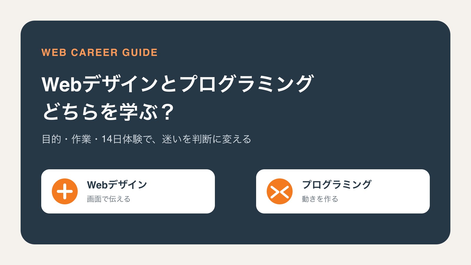Webデザインとプログラミングのどちらを学ぶか比較する図