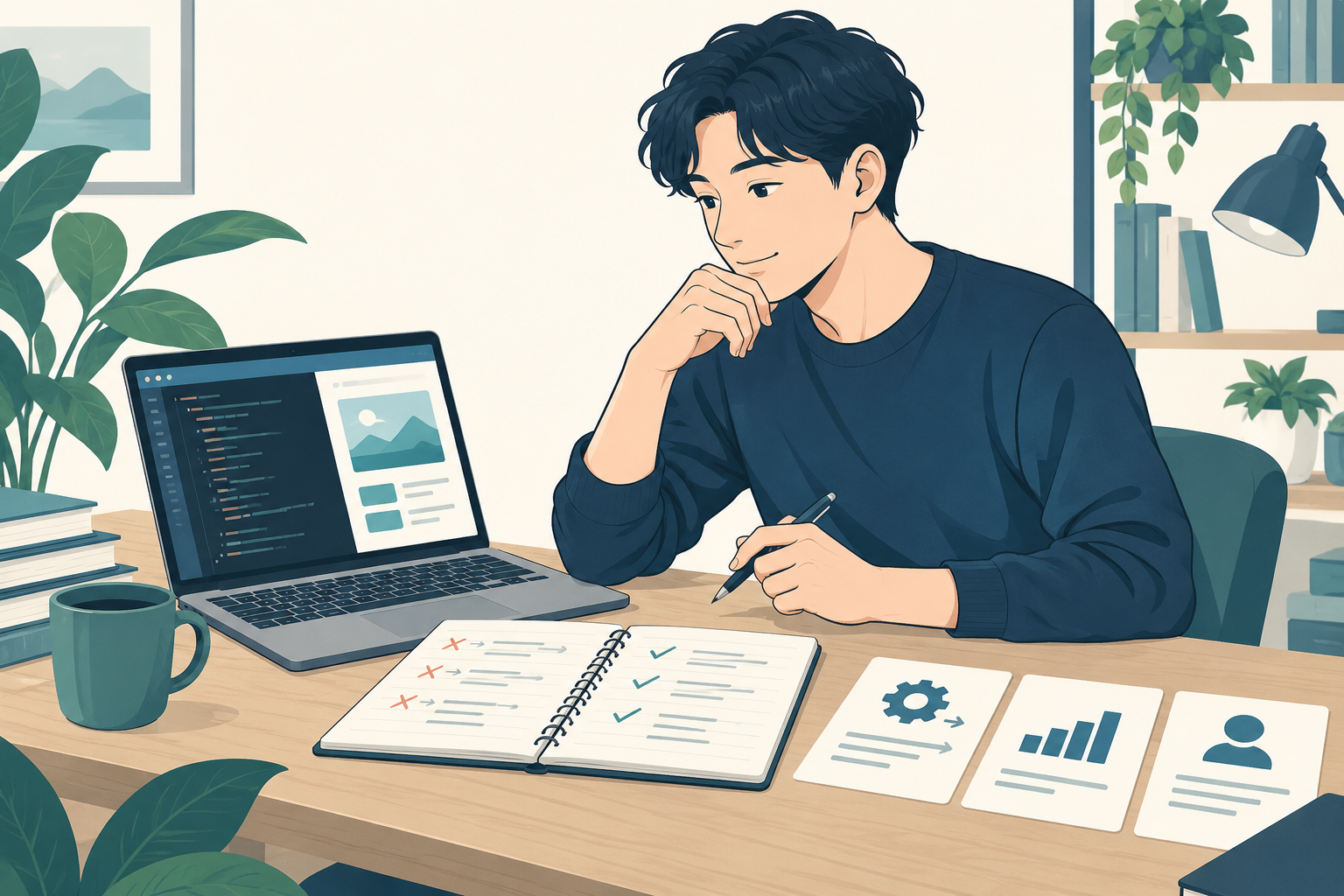 成果物と修正記録を整理して、IT転職の面接で説明する準備をする人