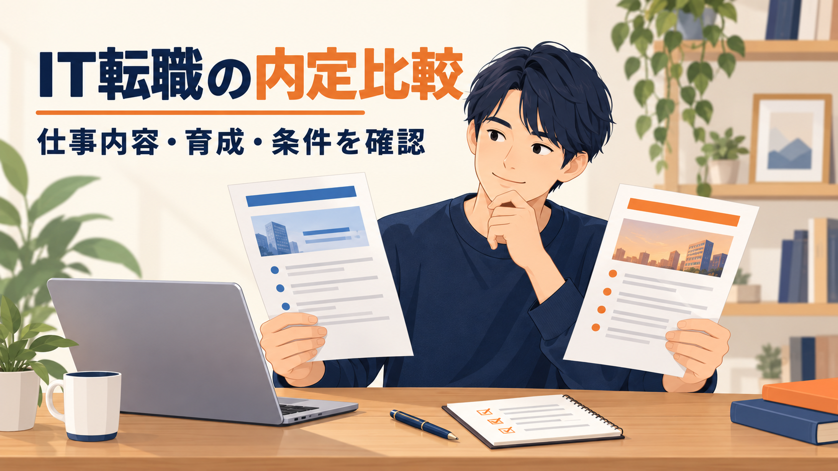 仕事内容・育成・条件を確認しながらIT転職の内定を比較する人